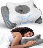 Cozyplayer Neck Cervical Pillow, Adjustable Cervical Pillow for Neck Assist with Armrest, Odorless Ergonomic Butterfly Reminiscence Foam Pillows, Orthopedic Mattress Pillow Aspect Again Abdomen Sleeping