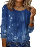 Zeagoo 3/4 Size Sleeve Womens Tops Spherical Neck Informal Summer time Tunic Tops Fundamental Tees Blouses Dressy T-Shirts Pleated Shirts