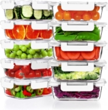 VERONES 10 Pack 22 OZ Glass Meal Prep Containers, Hermetic Glass Lunch Containers Set, Meals Storage Containers with Lids,BPA Free, for Microwave, Oven, Freezer & Dishwasher Pleasant,White