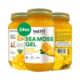 MAX FIT Sea Moss Gel Uncooked (12 Flavors) 24oz Wildсrafted Gold Sea Moss Gel from Saint Lucia | 92 Nutritional vitamins and Minerals | Pure Uncooked+Non-GMO | Vegan Superfood