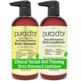 PURA D’OR Anti-Thinning Biotin Shampoo & Deep Moisturizing Conditioner Unique Gold Label Set (16oz x2) Pure Earthy Scent, CLINICALLY TESTED Efficient Outcomes, Hair Thickening Product, Ladies & Males