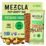 Mezcla Puff Crispy Protein Bars, Gluten Free & Vegan Protein Bars, 10g Protein, Alt for Pistachio Dubai Chocolate Bar, Granola Bars & Breakfast Bars, Wholesome Snacks for Adults, Pistachio Chocolate, 12 Pack