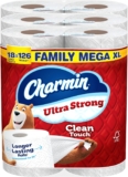Charmin Rest room Paper Extremely Sturdy Clear Contact, 18 Household Mega XL Rolls = 126 Common Rolls