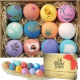 LifeAround2Angels Bathtub Bombs Reward Set 12 USA made Fizzies, Shea & Coco Butter Dry Pores and skin Moisturize, Good for Bubble Spa Bathtub. Handmade Birthday Moms day Presents concept For Her/Him, spouse, girlfriend