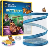 Nationwide Geographic Butterfly Rising Package – Butterfly Habitat Package with Voucher to Redeem 5 Caterpillars (S&H Not Included), Butterfly Cage, Feeder (Amazon Unique)