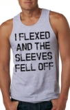Loopy Canine Mens I Flexed and The Sleeves Fell Off Tank High Humorous Gymnasium Exercise Tee