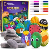 NATIONAL GEOGRAPHIC Rock Portray Package – Arts and Crafts Package for Youngsters, Paint & Embellish 15 River Rocks with 10 Paint Colours & Extra Artwork Provides, Out of doors Toys for Ladies and Boys (Amazon Unique)